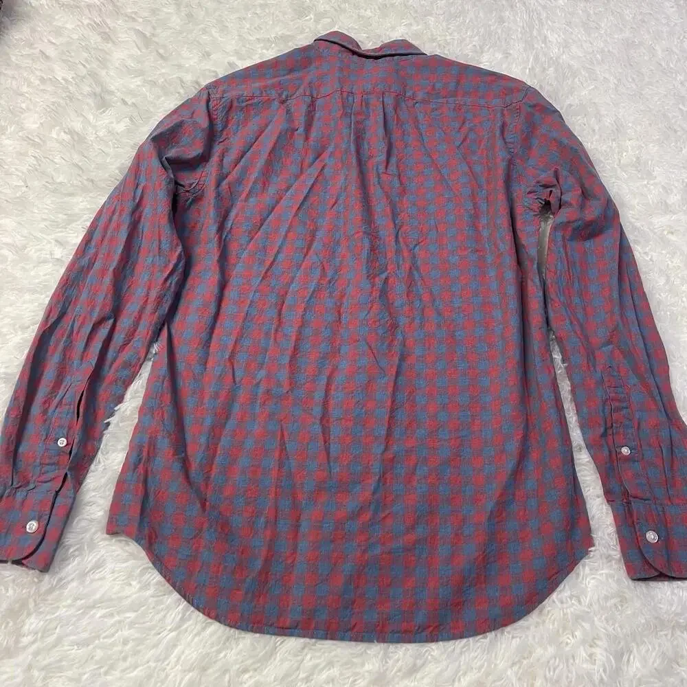 J.Crew Slim Secret Wash Stretch Button Up Shirt Red Blue Plaid Mens Small